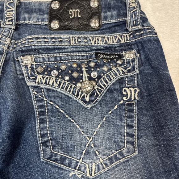 Miss Me VTG Boot Cut Womens Embellished Rhinestone Flare Leg Jeans 32-33” Waist - Picture 6 of 6